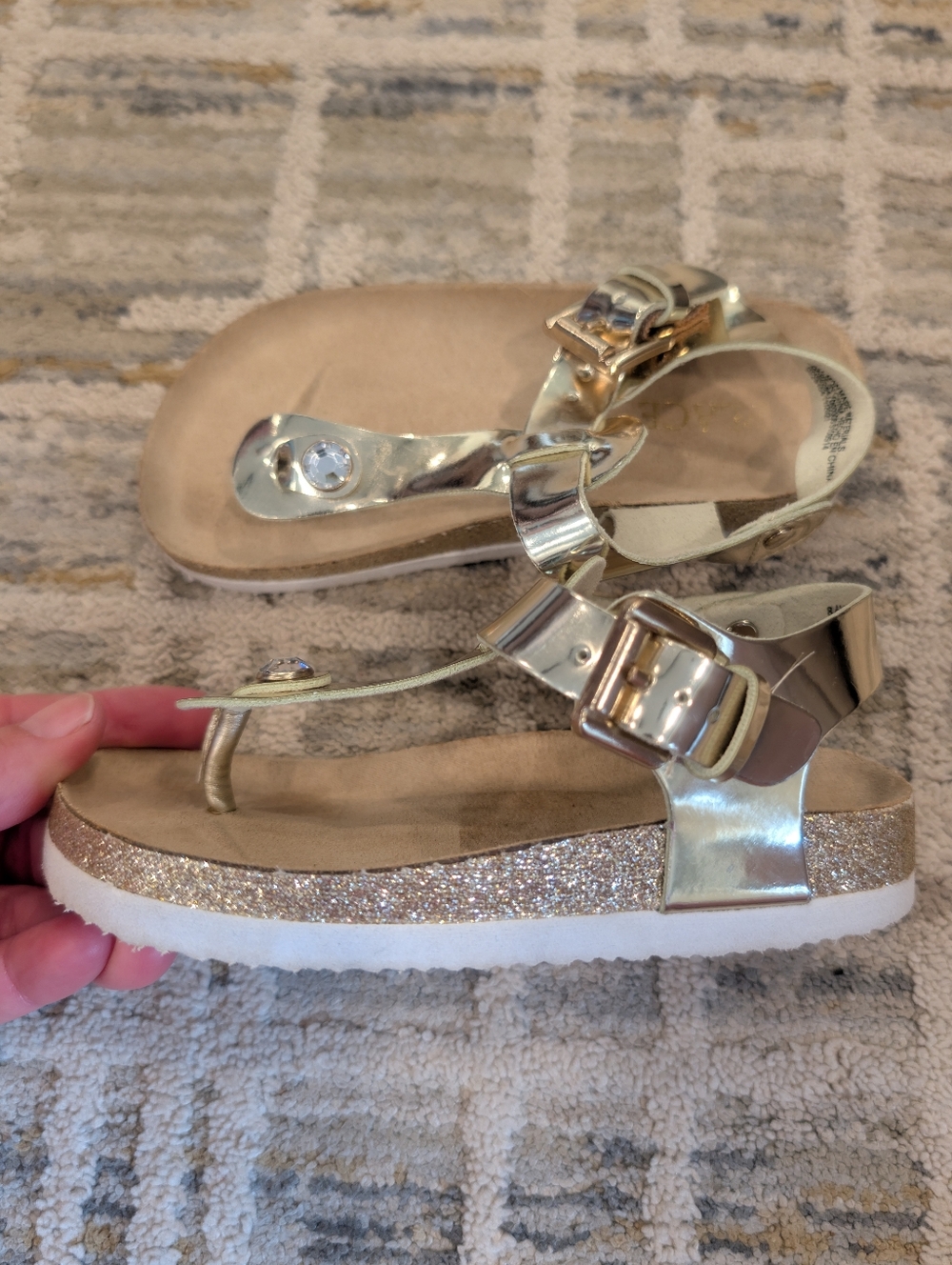 The Children's Place Gold Ankle Buckle Sandals Size 8